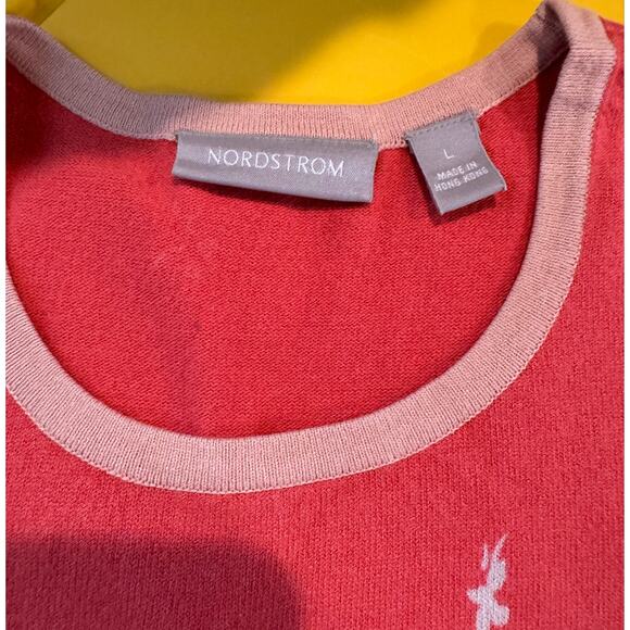 Nordstrom Coral Pink Floral Sweater Tank‎ Sleeveless Sweater Knit Set EUC - Picture 4 of 16